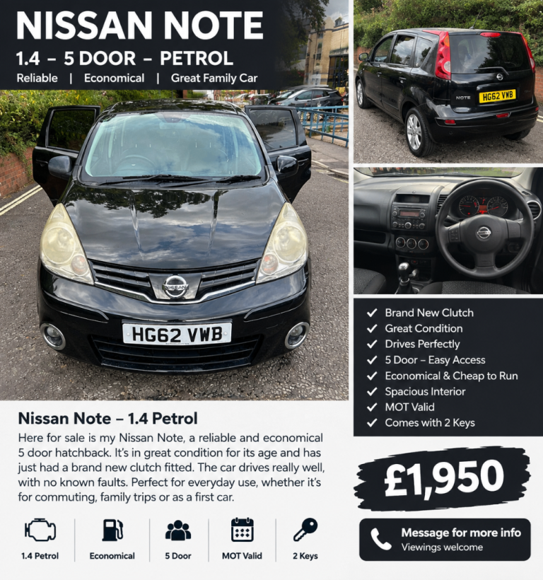 Nissan, NOTE, MPV, 2012, Manual, 1386 (cc), 5 doors
