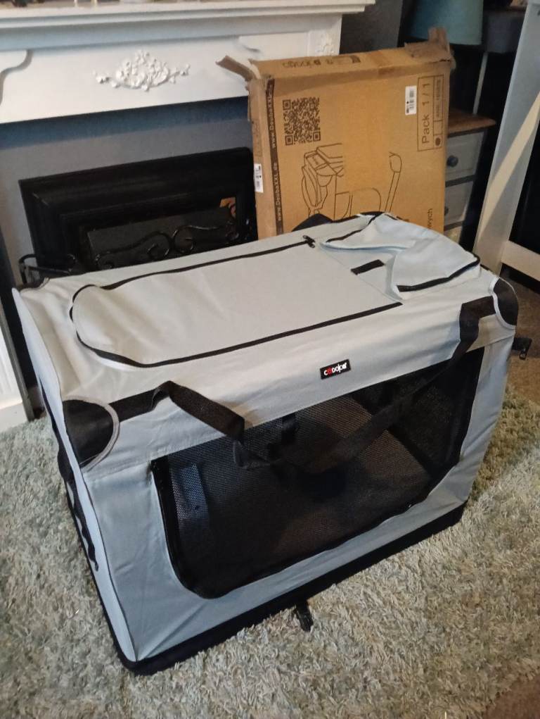New XXL light grey fabric pet crate