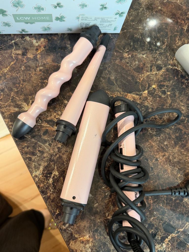 Pink Hair Curler Set with Interchangeable Barrels – Good Condition