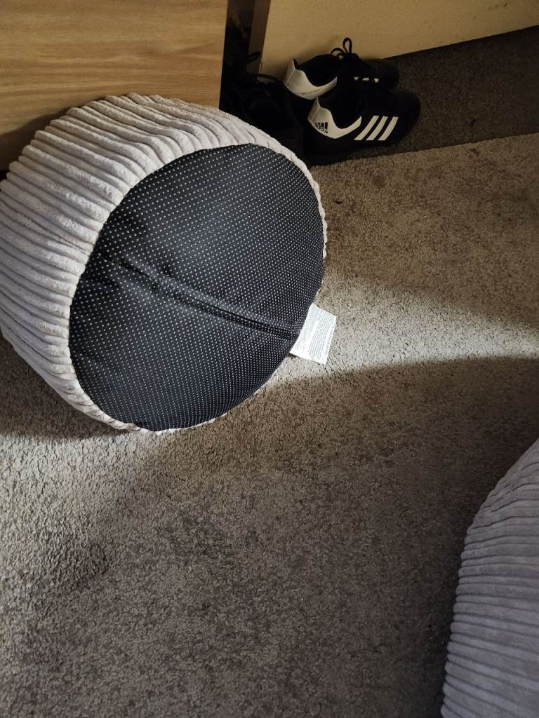 Large Grey Corduroy Fabric Bean Bag – Almost New Condition