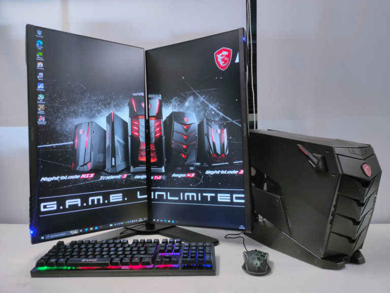 MSI Aegis 3 Gaming Computer PC Setup with Dual Monitors | i7 7700, 16GB, 256 nvme, 2TB hdd, GTX 1070