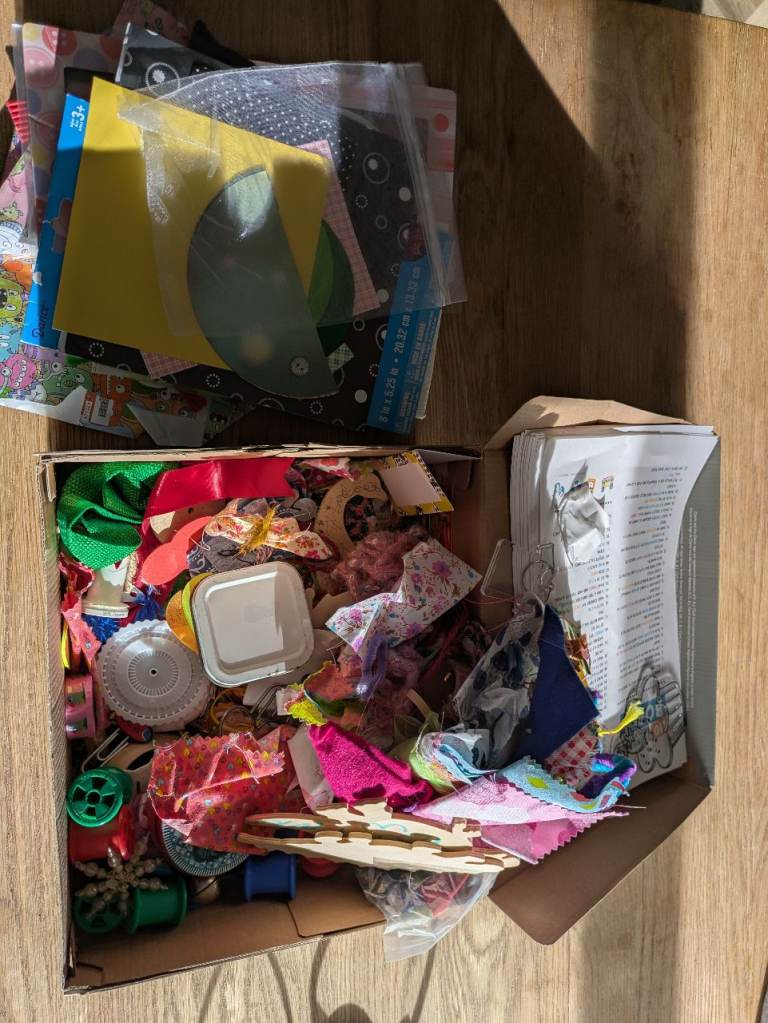 Free: Box of Craft Supplies and Fabric Scraps