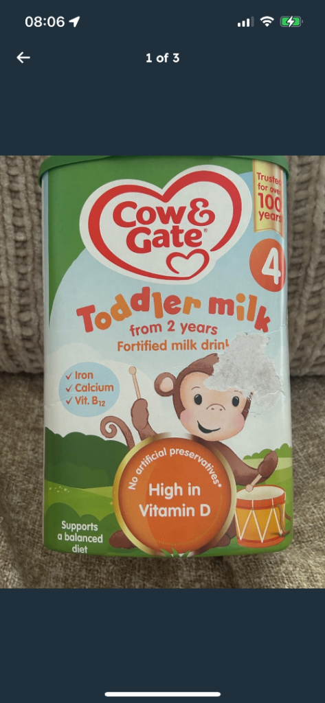 Cow & gate infant formula milk 