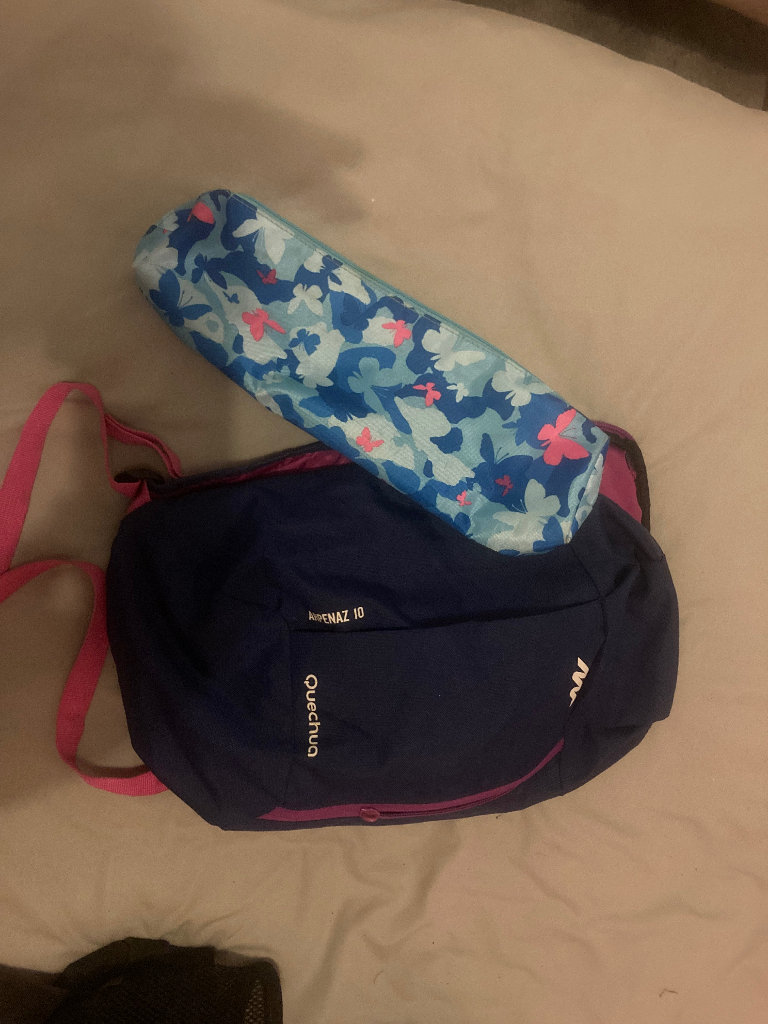 Kids Quechua rucksack and smiggle pencil case