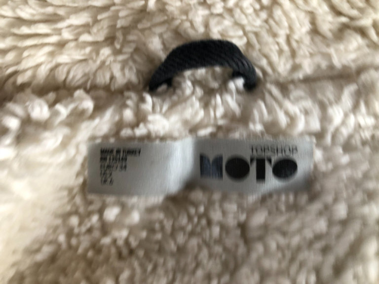 Topshop Moto black denim fleece-lined jacket UK 6 VGC ONO