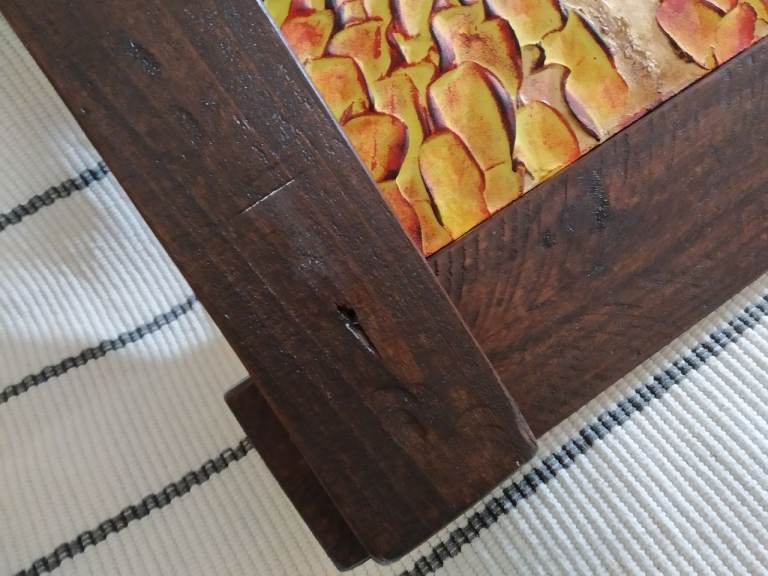 Original artwork in handmade rustic style frame