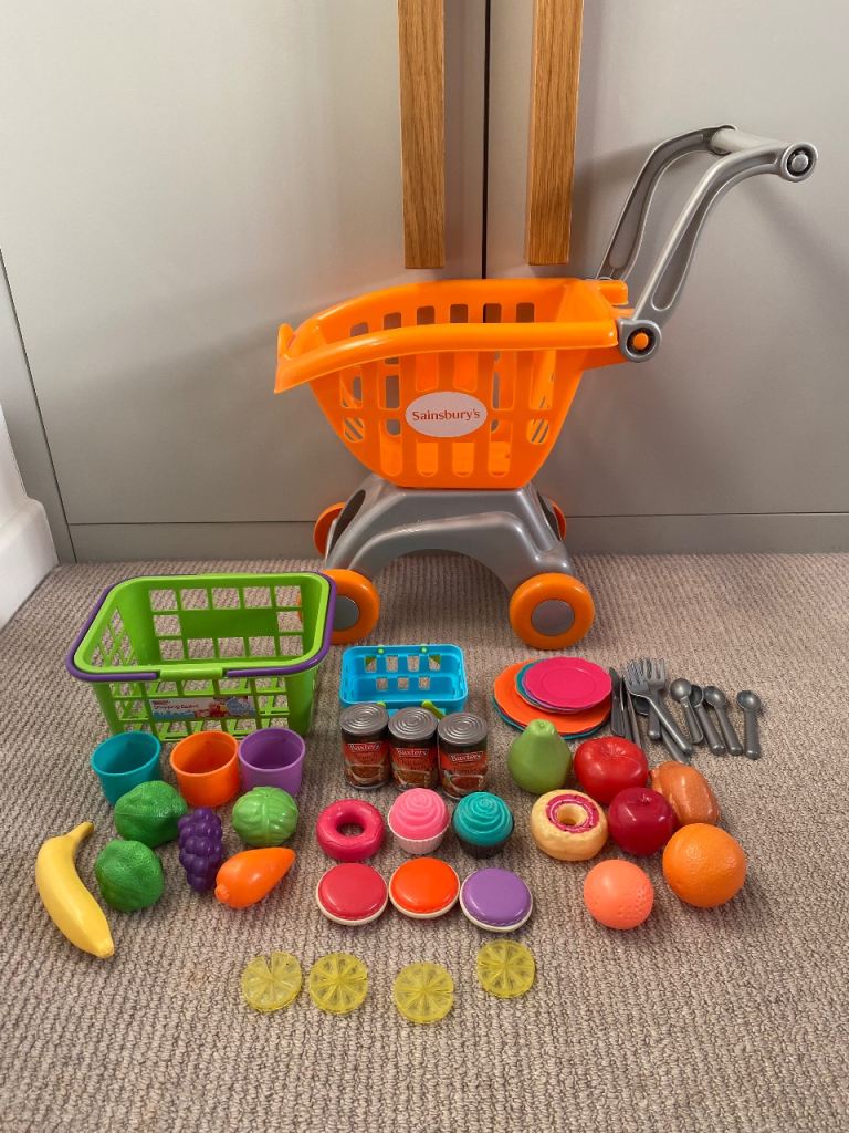 Chad Valley Sainsbury’s Pretend Shopping Trolley With 2 Baskets & Pretend Food