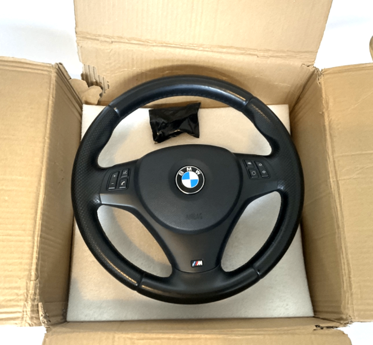 Genuine BMW E46 M Sport Leather Steering Wheel with Airbag & Loom - boxed