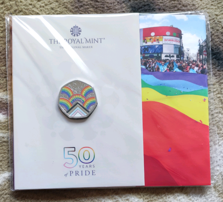2022 50 Years Of Pride 50p coloured coin pack,BU 