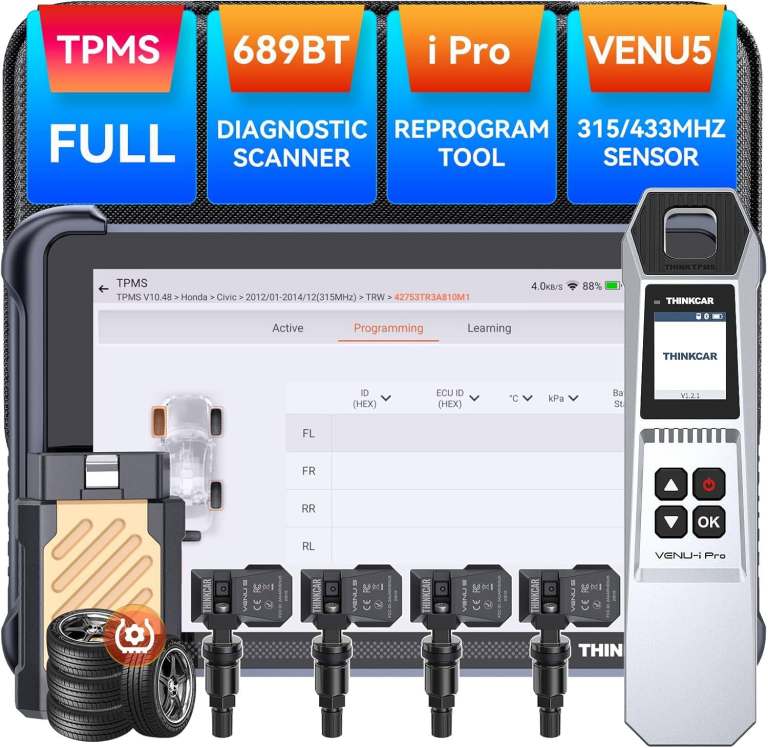 THINKSCAN 689BT Professional OBD2 Scanner & TPMS Combo with VENU iPro + 4x VENU5 315/433MHz Sensors