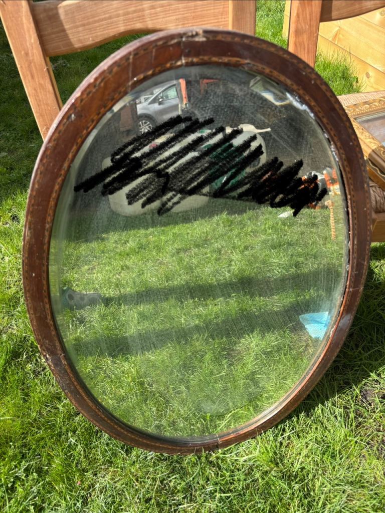 Large antique wooden mirror