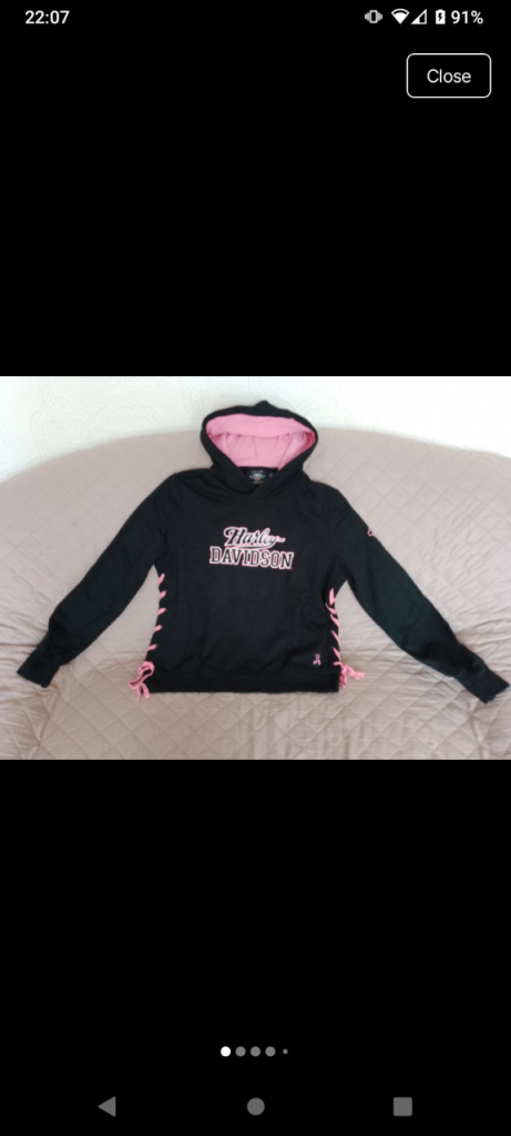 ladies Harley Davidson Black and Pink Hooded Sweatshirt size S 8/10