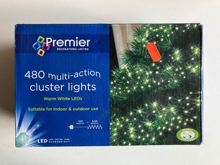 Get ready for Christmas! String of 480 multi-action white Xmas tree lights