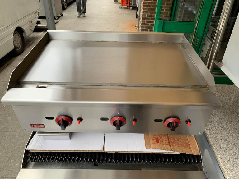 NEW GAS FLAT GRIDDLE 90 CM .CATERING COMMERCIAL KITCHEN CAFE KEBAB RESTAURANT TAKE AWAY SHOP 