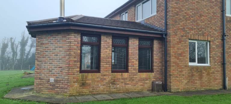 image for Brown PVC Windows with Wooden Blinds to Fit