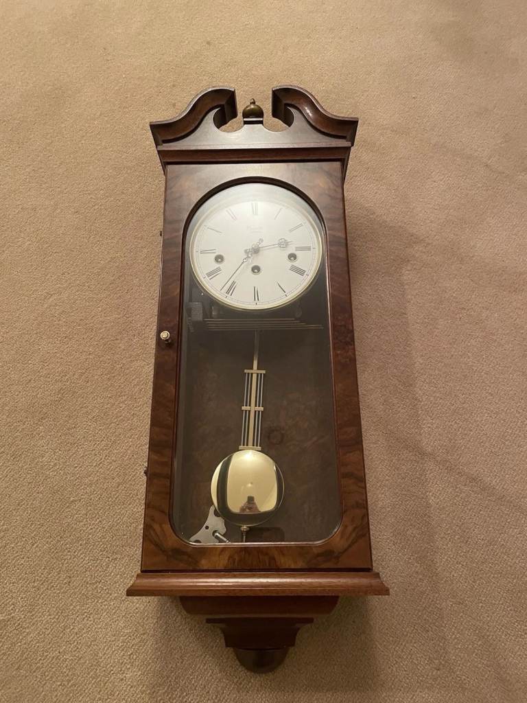 Comitti of London 8-Day Wall Regulator Clock – Winds & Chimes – Needs Service.