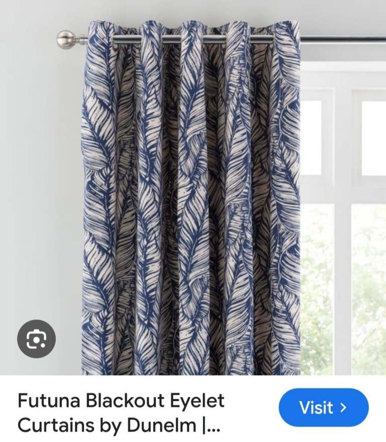 Dunelm Futuna Blackout Eyelet Curtains – 168x182cm, Good Condition