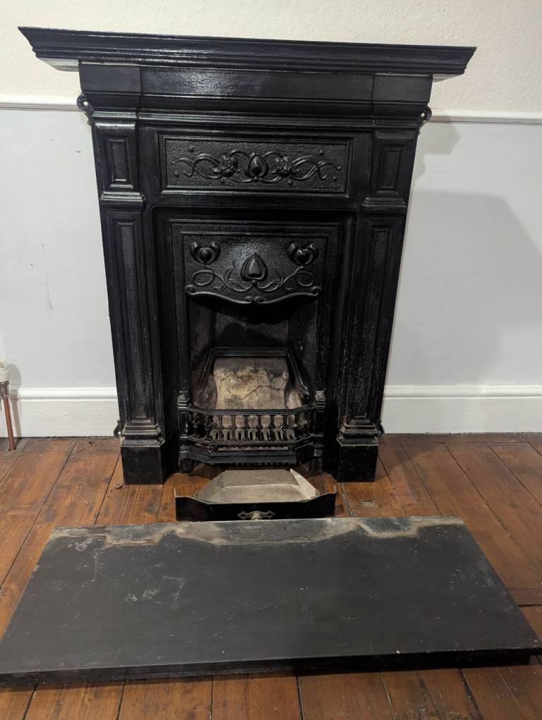 Original Victorian fireplace plus hearth