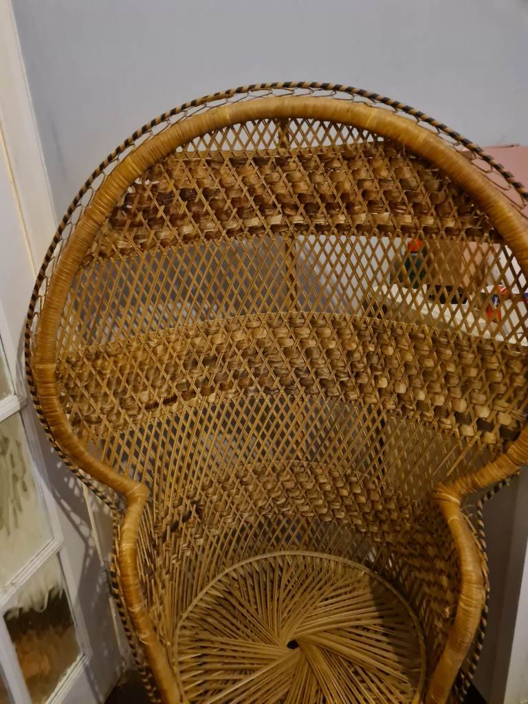 1970s Vintage Peacock Bamboo Chair