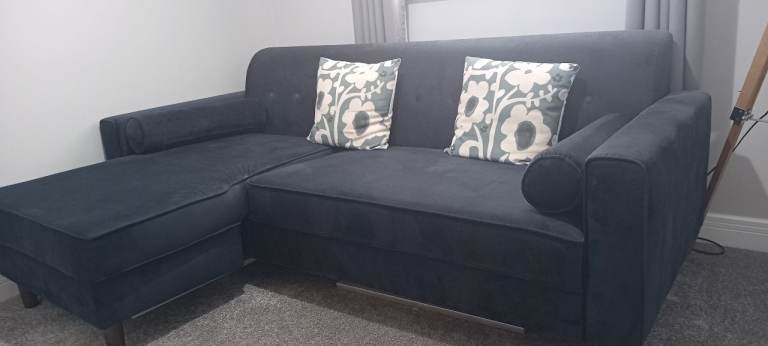 Navy velvet sofa