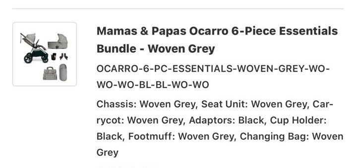 ✨ Mamas & Papas Ocarro 6-Piece Essentials Bundle – Woven Grey ✨