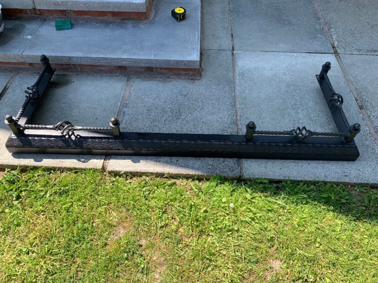 Black Metal Fire Surround / Fireplace Fender – Good Condition