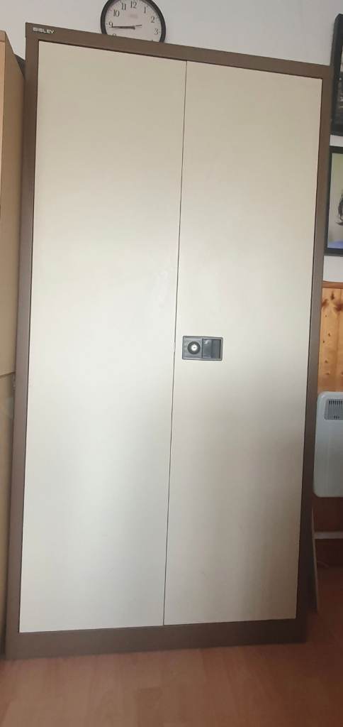 Bisley Steel Double Door Contract Cupboard with 3 Shelves – Coffee Cream