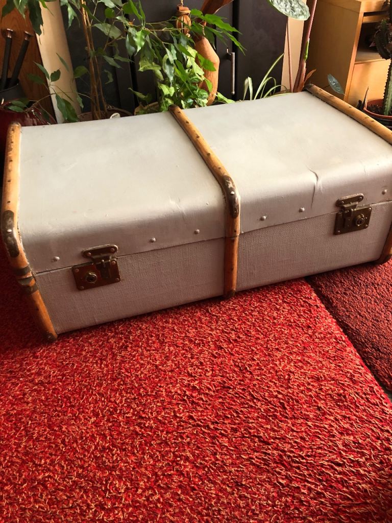 Vintage Grey Travel Trunk 