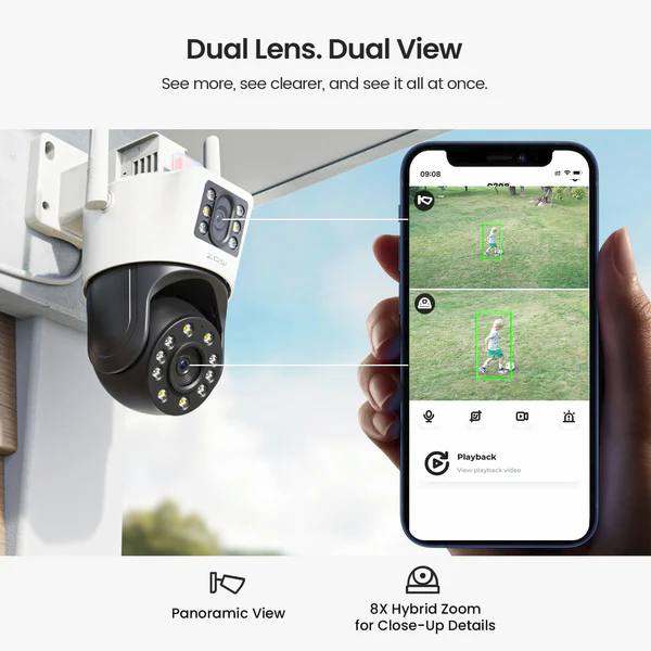 ZOSI 6MP Wireless WIFI IP Camera Outdoor Dual Lens CCTV PTZ Security Cam Outdoor