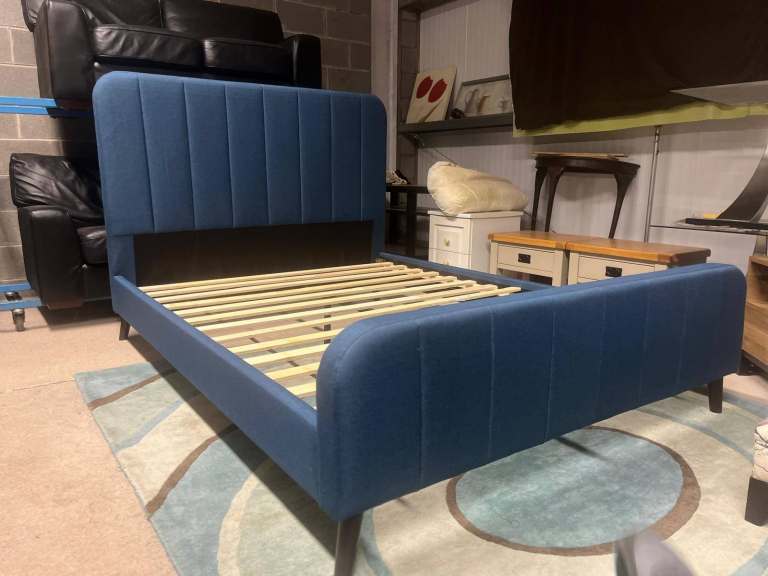 Brand New Blue Fabric King Size Bed Frame , £250.00 for Sale in ...