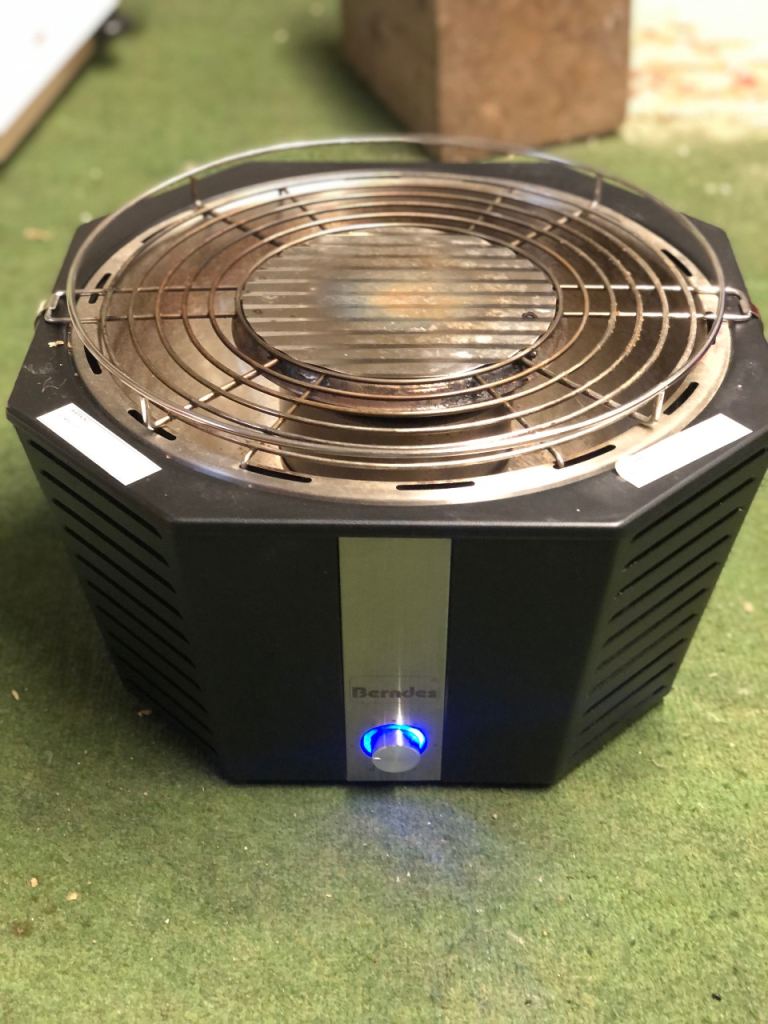 Berndes Portable Fan Assisted Grill, Tabletop Smokeless Charcoal BBQ + Bag