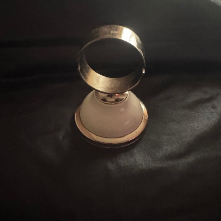 Bathroom fixture gold and white tumbler , or towel holder 