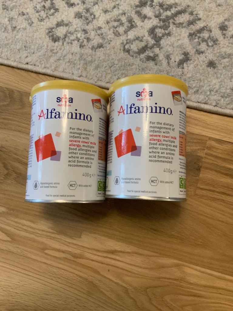 Sodia Alfamino Infant Formula - New, Unopened Tins