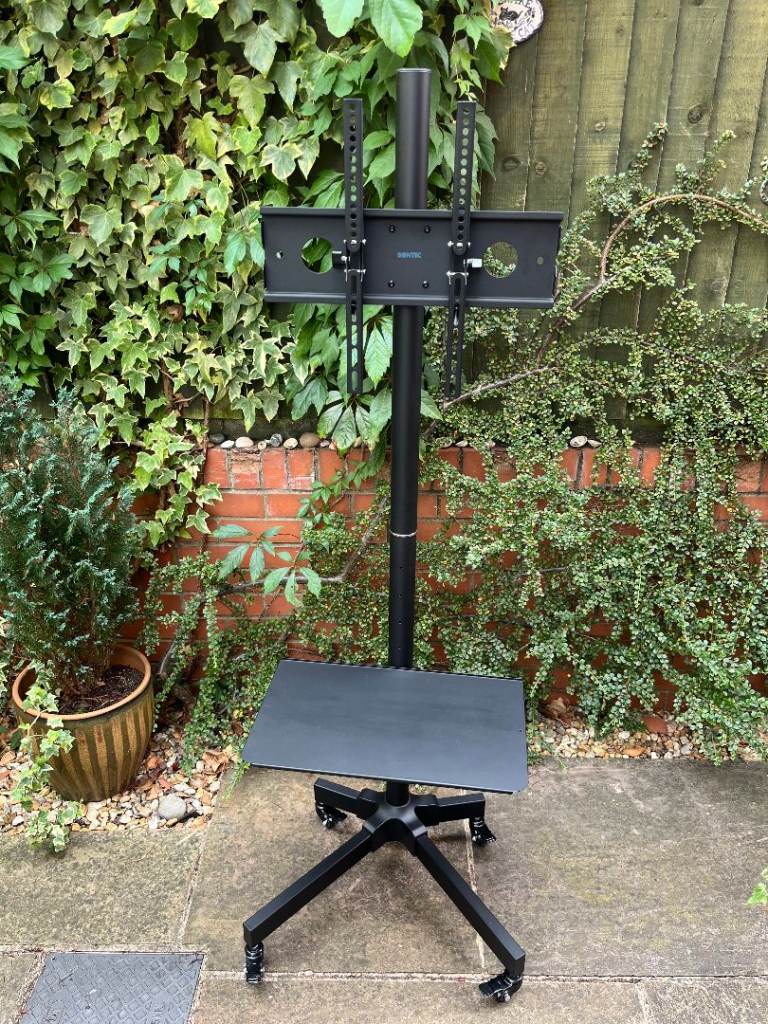 Bontec Mobile TV Stand (Tilt & Height Adjustable) on Wheels With Tray (Product TC004B)