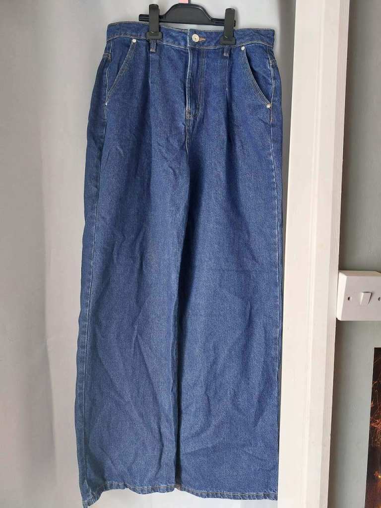 Blue Denim Wide Leg Jeans