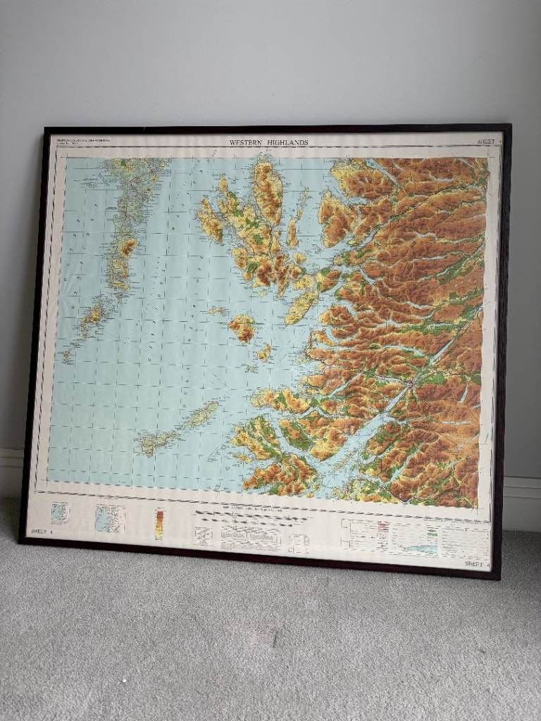 Vintage OS Map Western Highlands of Scotland – Isle of Skye – 84x78cm