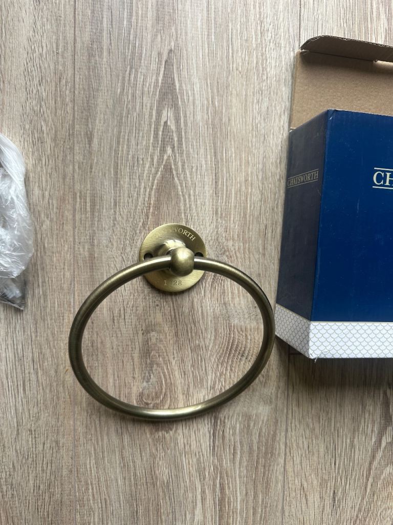New Chatsworth Brass Towel Ring - Unused Bathroom Accessory
