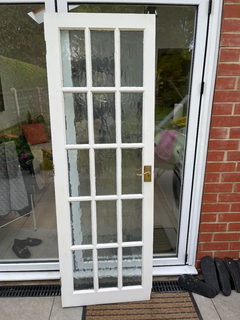 White Wood Glazed Internal Door - Good Condition