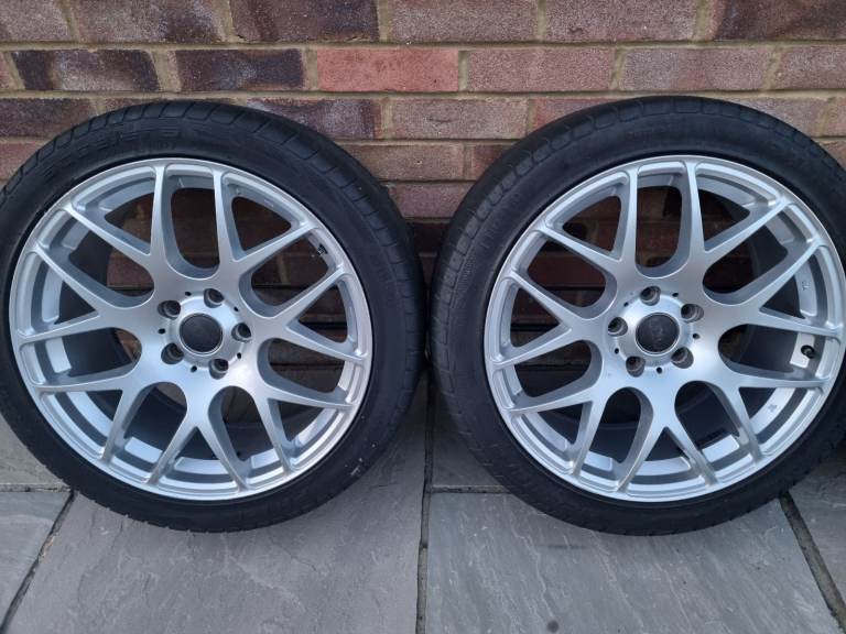 Used x4 18" Romac Staggered alloy wheels  silver and tyres
