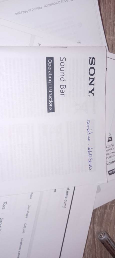 Sony Sound Bar and Active subwoofer ctive Subwoofer SA-WNT3 – Good Condition