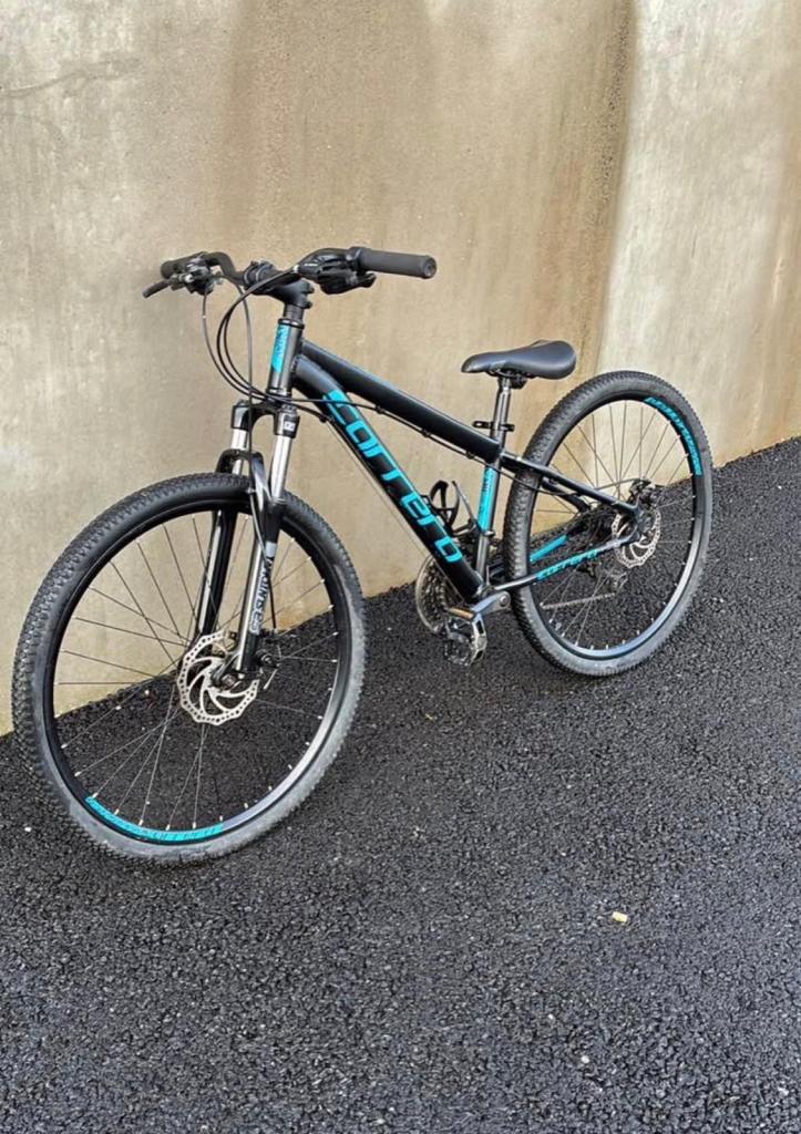 Carrera Mountain Bike – Black and Turquoise, Good Condition