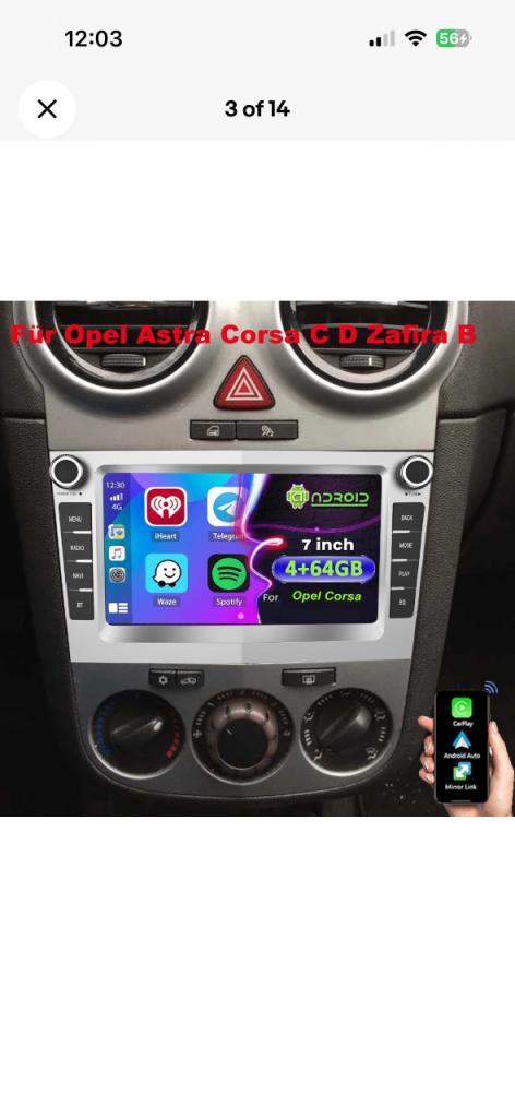 Vauxhall Corsa 2000 - 2006 OLD SHAPE Apple Car Play Car Stereo Complete UPGRADE