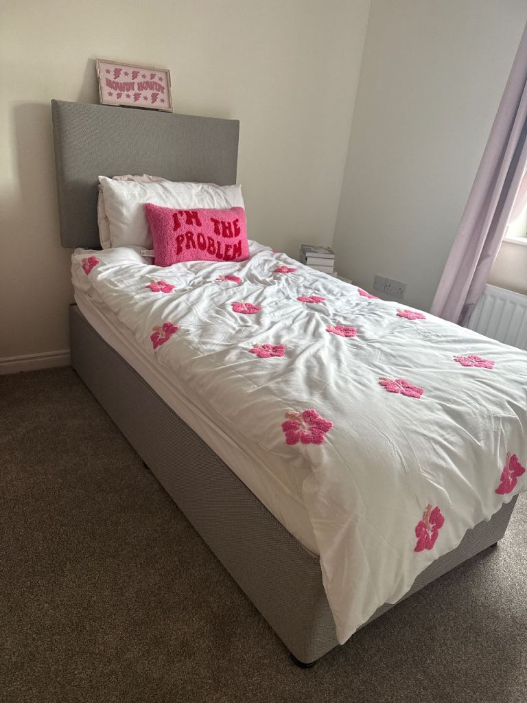 Single bed and mattress