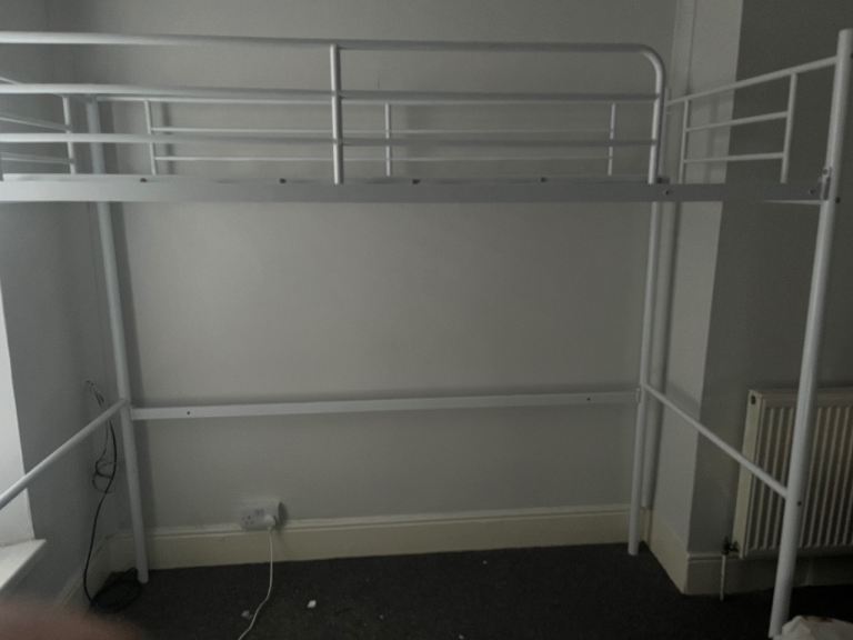 White Metal High Sleeper Single Bed Frame - Good Condition