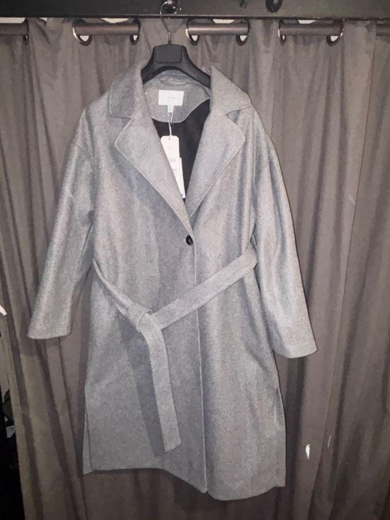 New VILA VIBOLD Long Coat - Grey, Size L