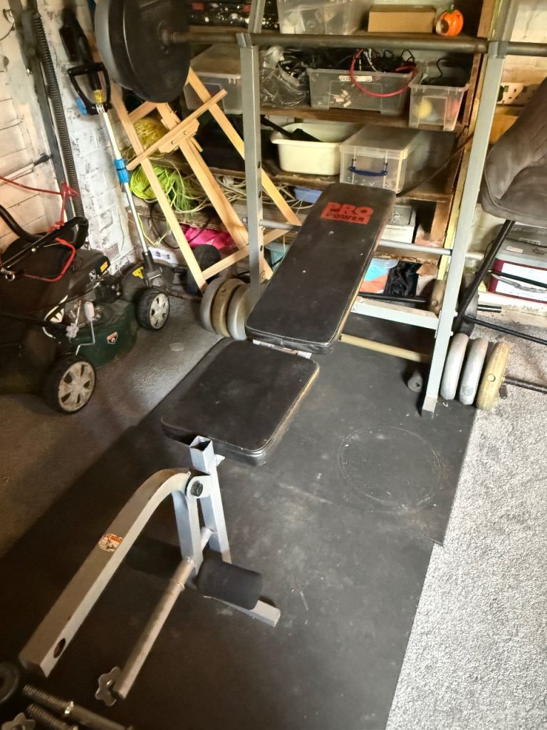Weights bench and various weights .