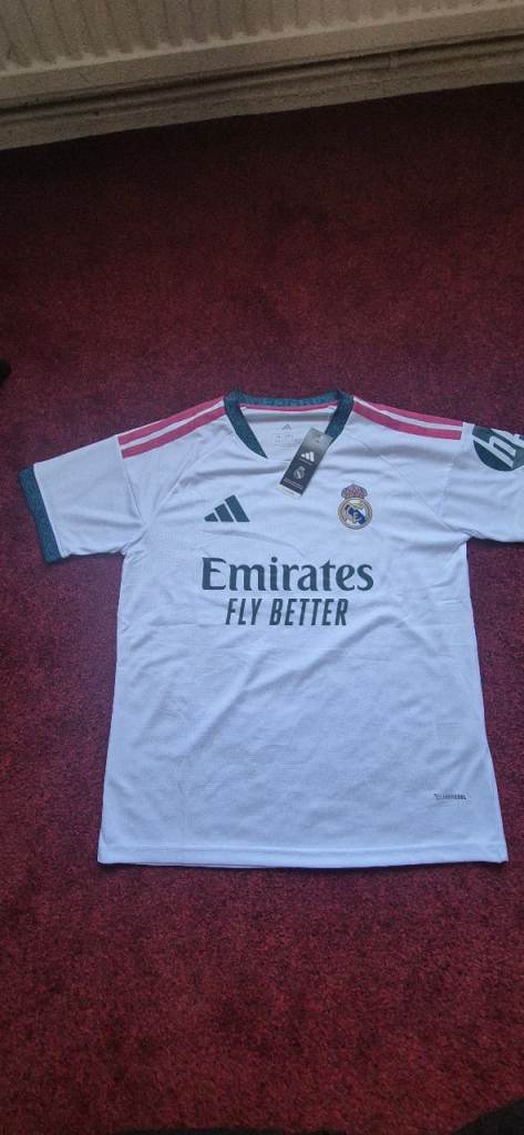 New Adidas Real Madrid Home Football Shirt – White, Size M