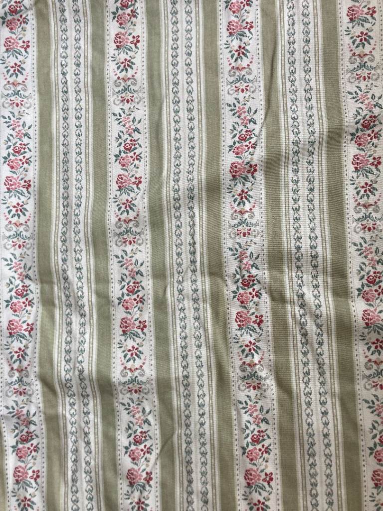 Curtains vintage design, green & pink cotton, with hooks, 2m x 3m