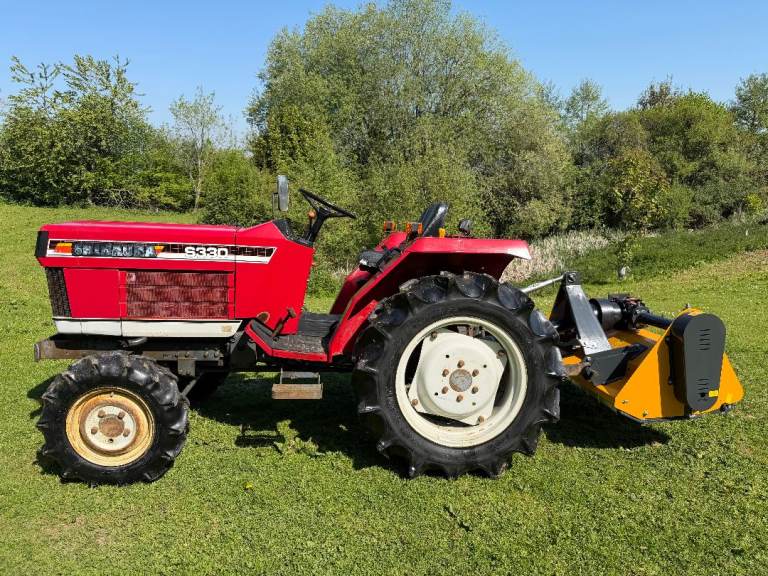 SHIBAURA S330 4WD Compact Tractor & New RAPTOR X 5ft Flail Mower ** VIDEO * 25HP * 2001 Hours