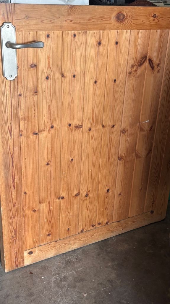 Pine Internal Door with Glass Panels and Handle